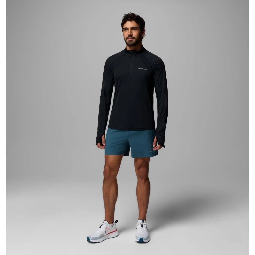 【Columbia】UAE32430 男款 防曬UPF40快排半開襟長袖上衣 黑色