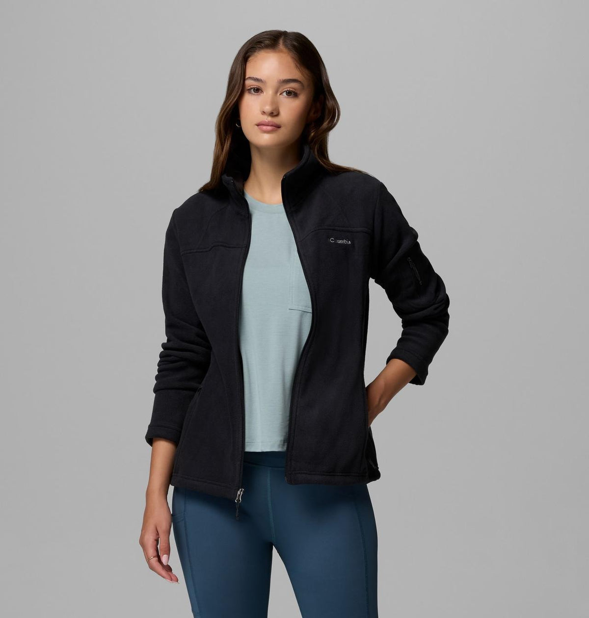【Columbia】UER60810 女款 刷毛外套 黑