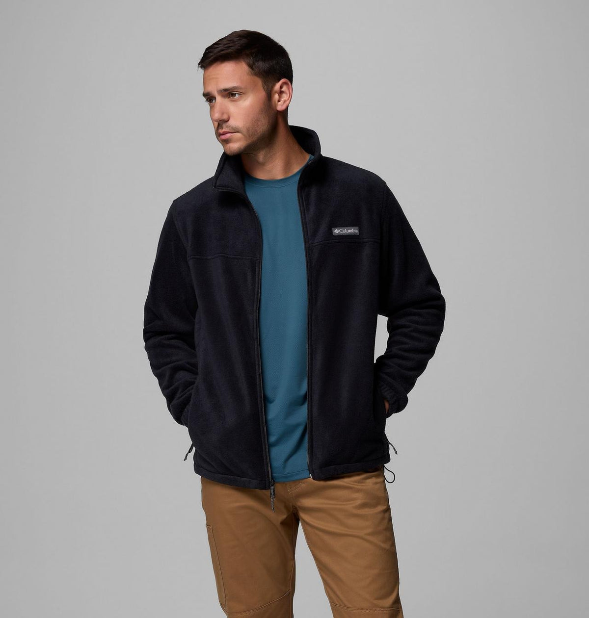 【Columbia】UWE32200 男款 立領刷毛外套 黑色
