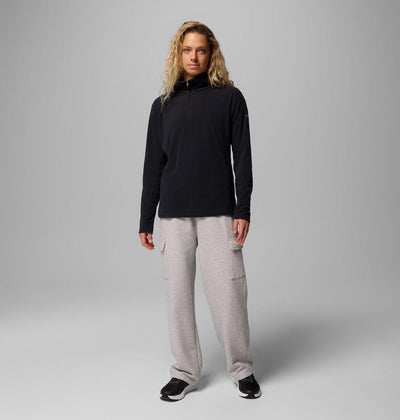 【Columbia】UAR11310 女款 半開襟刷毛長袖上衣 黑色