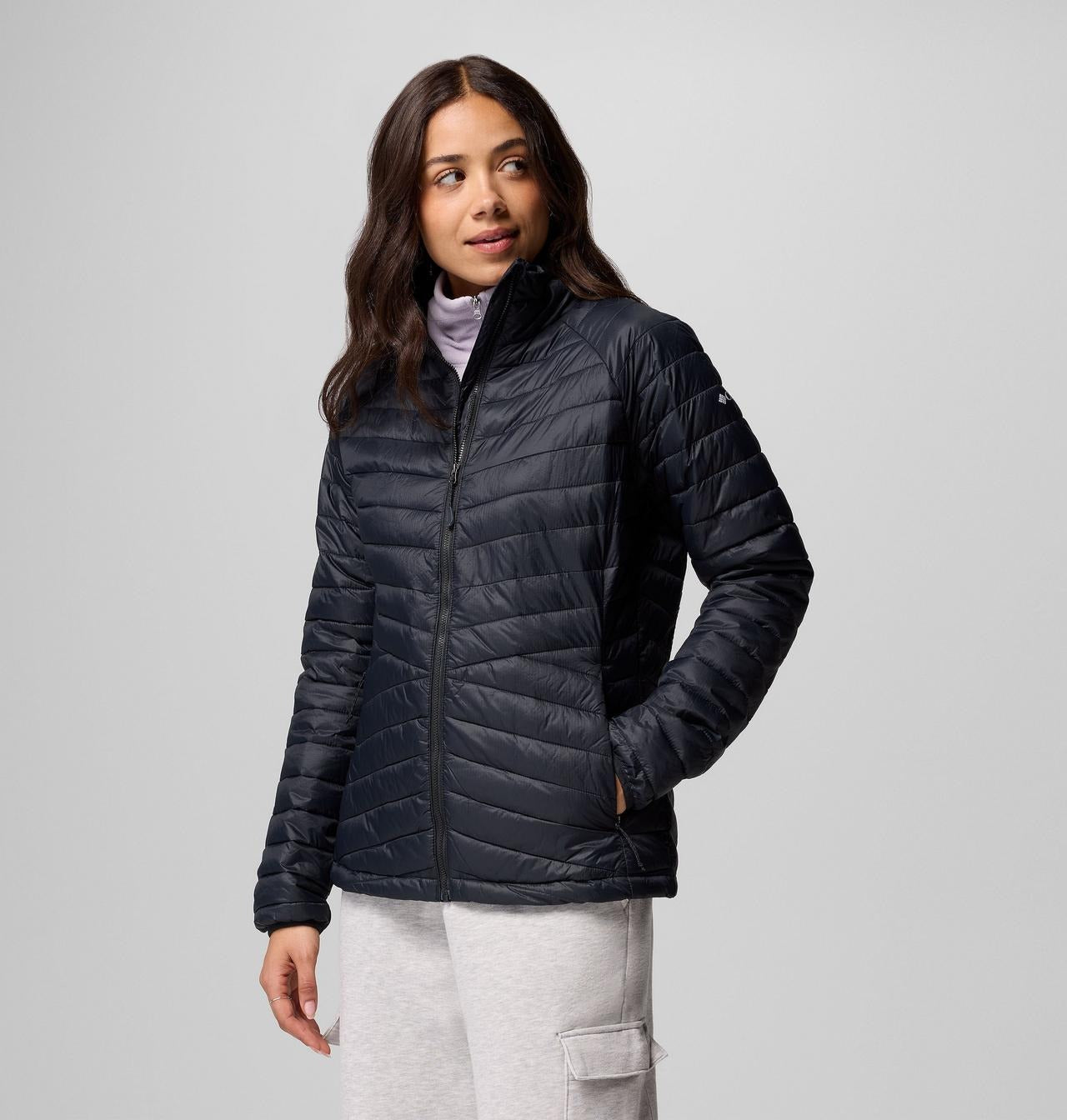 【Columbia】UWK32140 女款 防潑填充立領外套 黑色