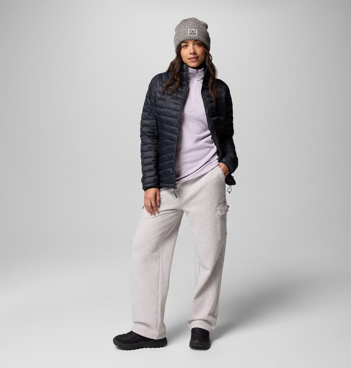 【Columbia】UWK32140 女款 防潑填充立領外套 黑色