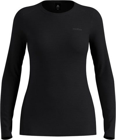 【ODLO】OD112361 女 羊毛圓領上衣 黑
