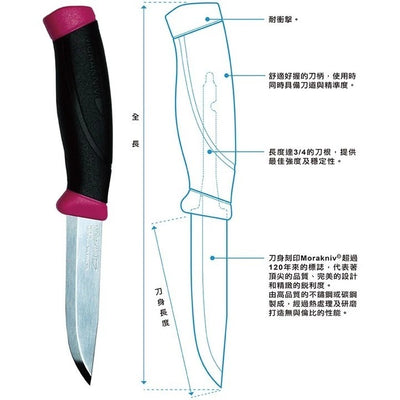 【MORAKNIV】13158 多功能不銹鋼厚刃直刀 黑