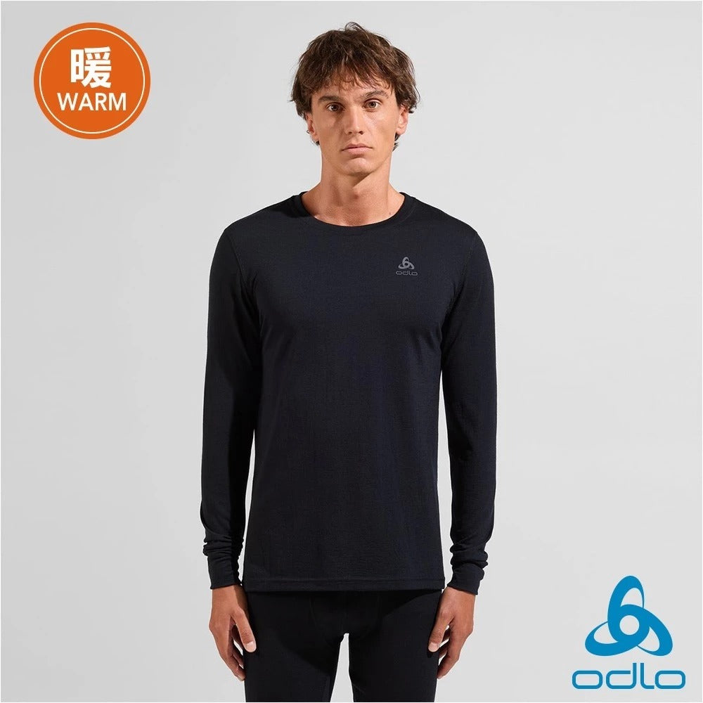 【ODLO】OD111602 男款 MERINO 200羊毛圓領上衣/雪地底層衣 黑