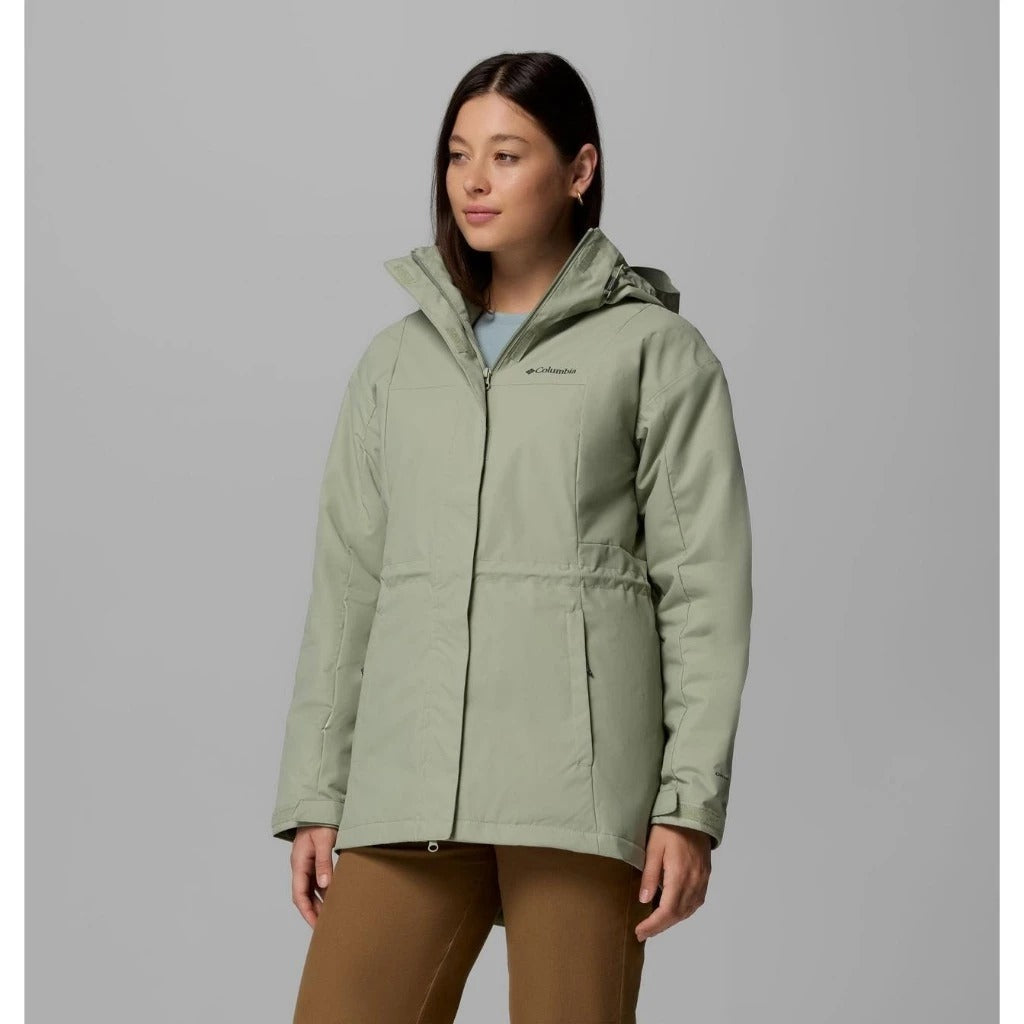 【Columbia】UWR26380 女款 OT防水保暖長版外套 灰綠色