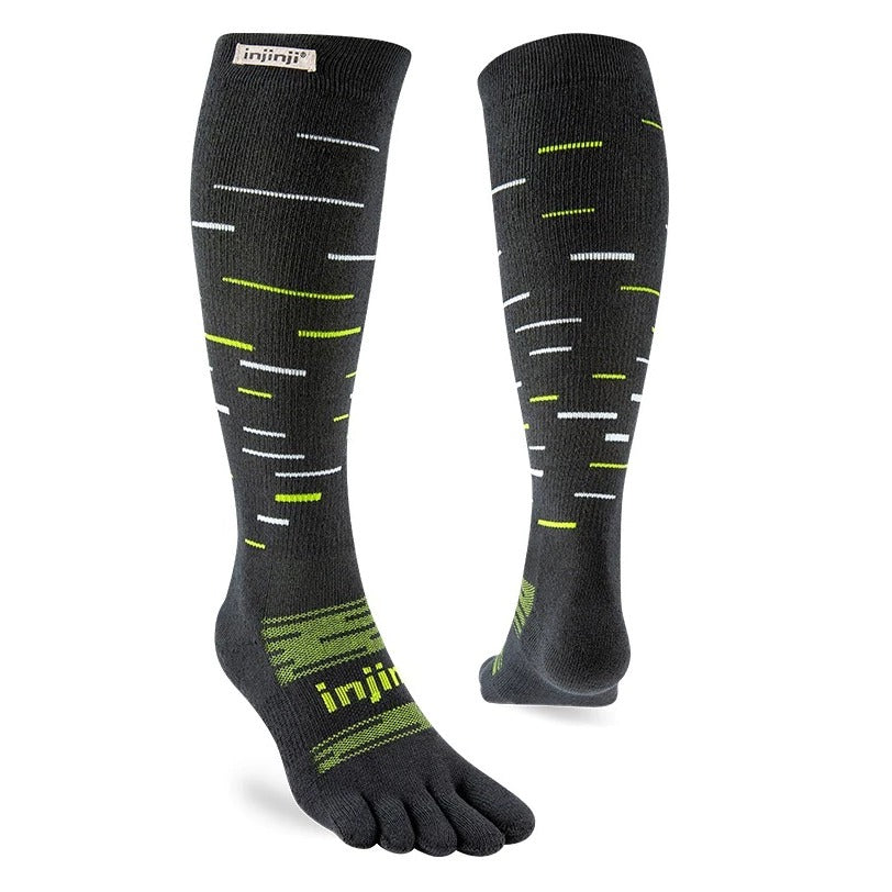 【injinji】NAA0157 中性款 保暖五趾高筒襪 影黑