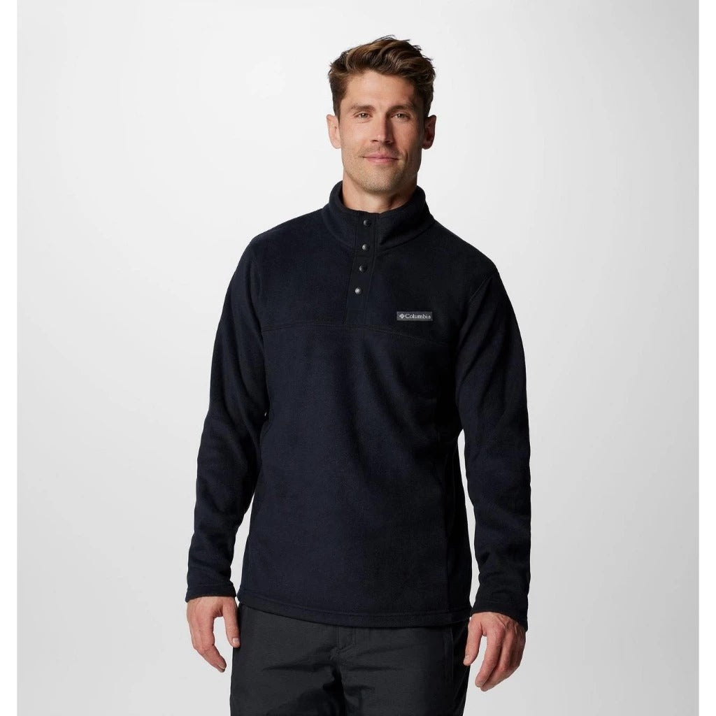 【Columbia】UAE30710 男款 刷毛半開襟長袖上衣 黑
