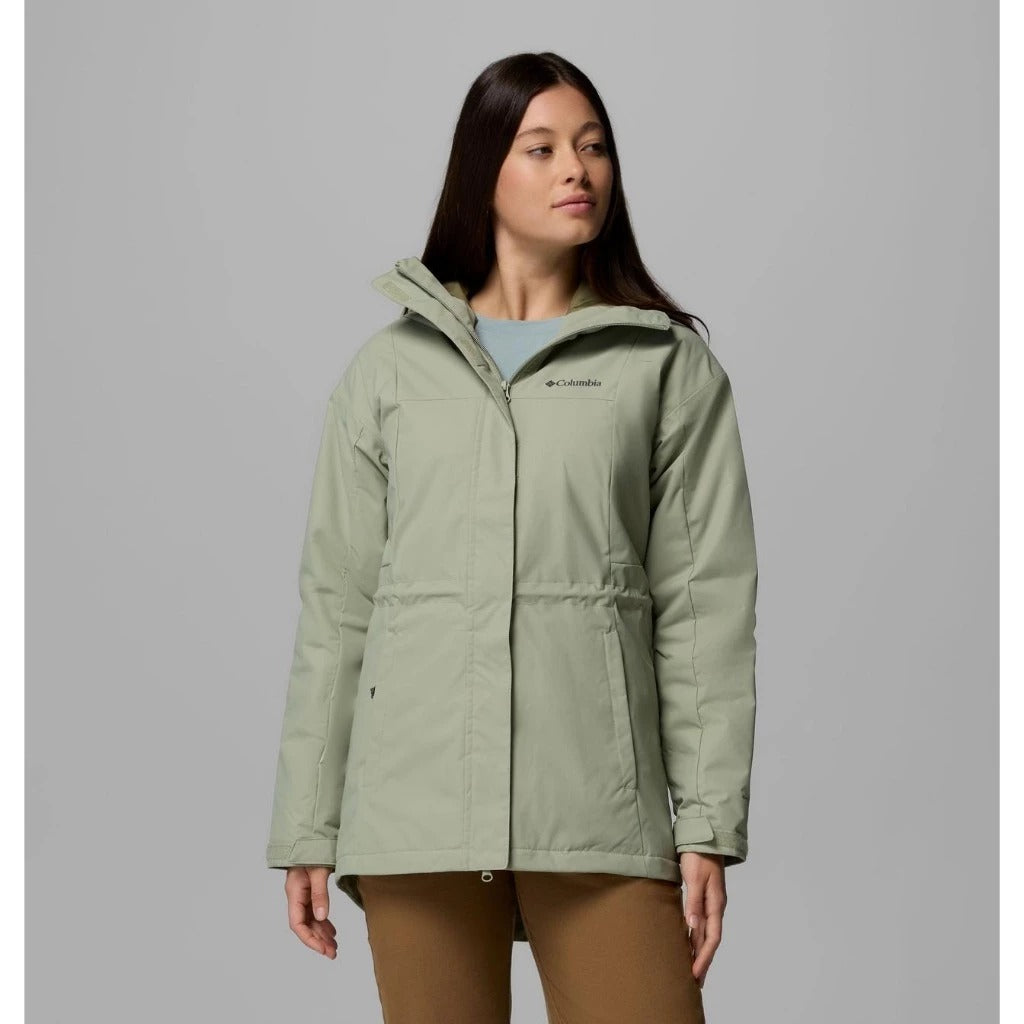 【Columbia】UWR26380 女款 OT防水保暖長版外套 灰綠色