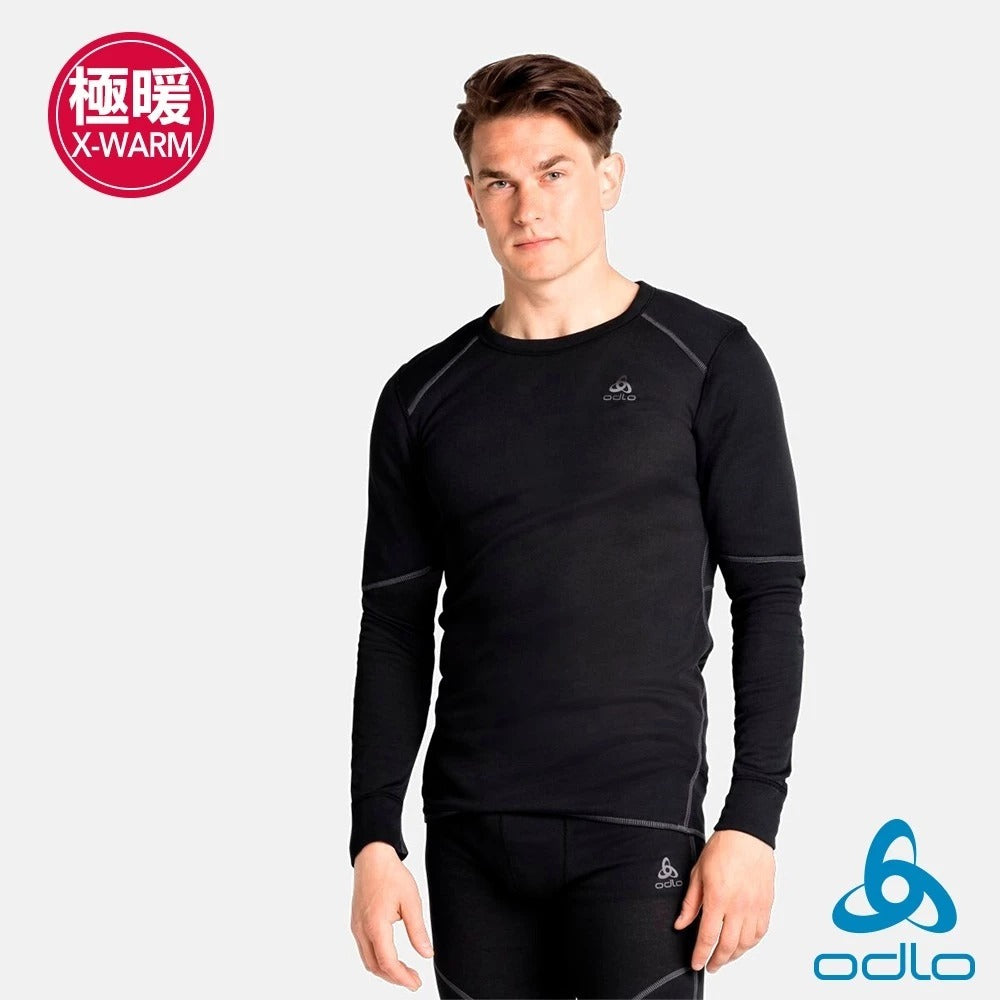 【ODLO】OD159222 男款 ECO銀離子加強保暖型圓領上衣/滑雪底層 黑