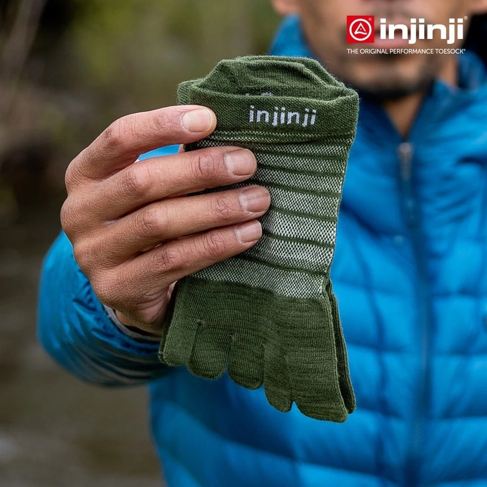 【injinji】NAA0748 中性款 Run輕量羊毛五趾隱形襪NX 森林綠